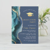 Elegant Blue Sapphire Agate Graduation Party 招待状 (スタンド正面)