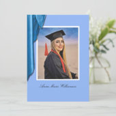 Elegant Blue Satin Graduation Announcement 招待状 (スタンド正面)