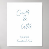 Elegant Blue Script Card and Gift Poster ポスター (正面)