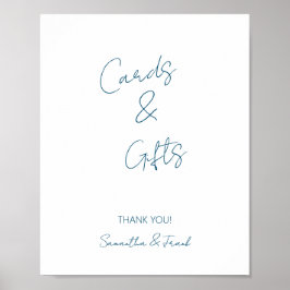 Elegant Blue Script Card and Gift Poster ポスター