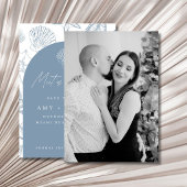 Elegant Blue Seashell Beach Wedding セーブザデート