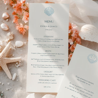 Elegant Blue Seashell Ivory Double Side Wedding メニュー