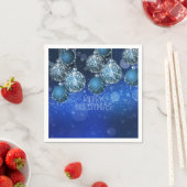 Elegant Blue & Silver Baubles Christmas スタンダードカクテルナプキン (インサイチュ)