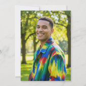 Elegant Blue Silver Gold 30th Birthday Photo 招待状 (裏面)