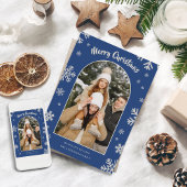 Elegant Blue Snowflake Christmas Photo Card シーズンカード