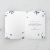 Elegant Blue Snowflake Christmas Photo Card シーズンカード (内部)