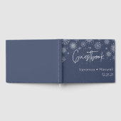 Elegant Blue Snowflake Winter Wedding Guest Book ゲストブック (全面)