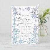 Elegant Blue snowflakes Winter Wedding 招待状 (スタンド正面)