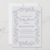 Elegant Blue Spring Floral Vines Baby Shower 招待状 (正面)