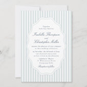 Elegant Blue Stripe Classic Wedding Invitation 招待状 (正面)