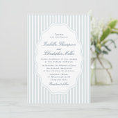 Elegant Blue Stripe Classic Wedding Invitation 招待状 (スタンド正面)