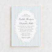 Elegant Blue Stripe Classic Wedding Invitation 招待状