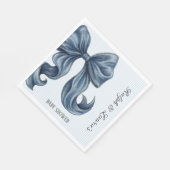 Elegant Blue Striped Bow Baby Shower スタンダードランチョンナプキン (角)