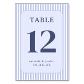 Elegant Blue Striped Table Sign テーブルナンバー (裏面)