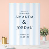 Elegant Blue Striped Wedding Sign アクリルサイン (ウェディング)