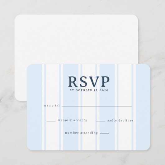Elegant Blue Stripes 出欠カード (正面/裏面)
