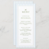 Elegant Blue Stripes Bridal Shower Menu メニュー (正面/裏面)