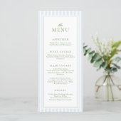 Elegant Blue Stripes Bridal Shower Menu メニュー (スタンド正面)