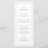 Elegant Blue Stripes Bridal Shower Menu メニュー (正面)