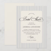 Elegant Blue Stripes Country Club Bridal Shower 招待状 (正面/裏面)