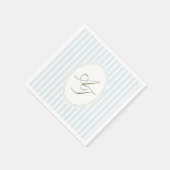 Elegant Blue Stripes Monogram  スタンダードカクテルナプキン (角)