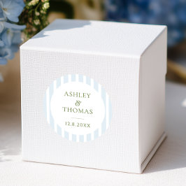 Elegant Blue Stripes Monogram  ラウンドシール