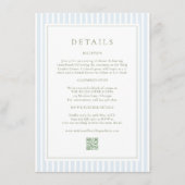 Elegant Blue Stripes Sage Wedding Details Card エンクロージャーカード (正面)