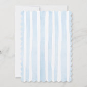 Elegant Blue Stripes Teddy Bear Baby Shower  招待状 (裏面)