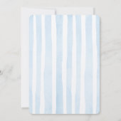 Elegant Blue Stripes Teddy Bear Baby Shower  招待状 (裏面)