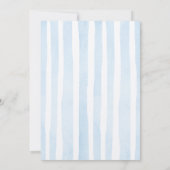 Elegant Blue Stripes Teddy Bear Baby Shower  招待状 (裏面)