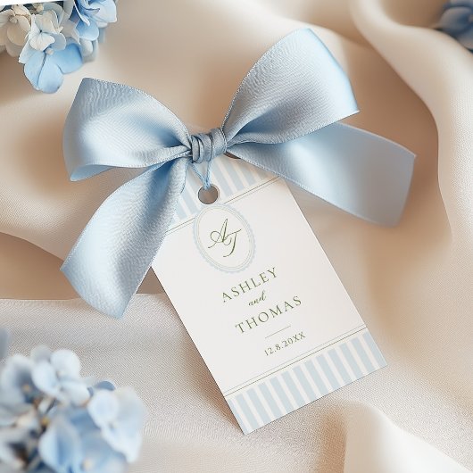 Elegant Blue Stripes Wedding ギフトタグ