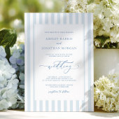 Elegant Blue Stripes Wedding Invitation 招待状