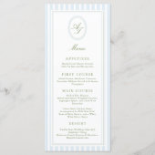 Elegant Blue Stripes Wedding Menu メニュー (正面)