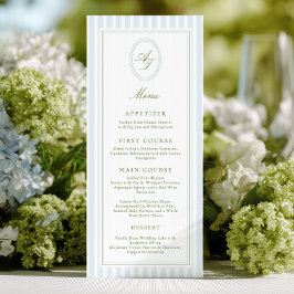 Elegant Blue Stripes Wedding Menu メニュー