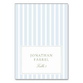 Elegant Blue Stripes Wedding Place Cards テーブルナンバー (正面)