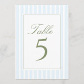 Elegant Blue Stripes Wedding Table Number 招待状 (裏面)