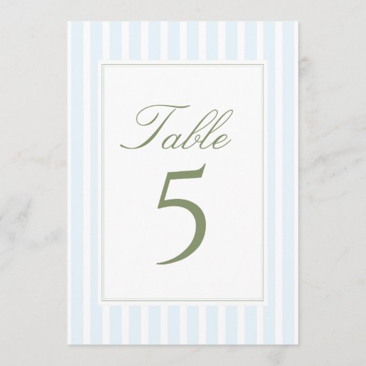 Elegant Blue Stripes Wedding Table Number 招待状 (裏面)