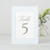 Elegant Blue Stripes Wedding Table Number 招待状 (スタンド正面)