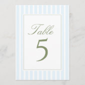 Elegant Blue Stripes Wedding Table Number 招待状 (正面)