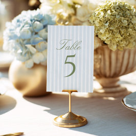 Elegant Blue Stripes Wedding Table Number 招待状