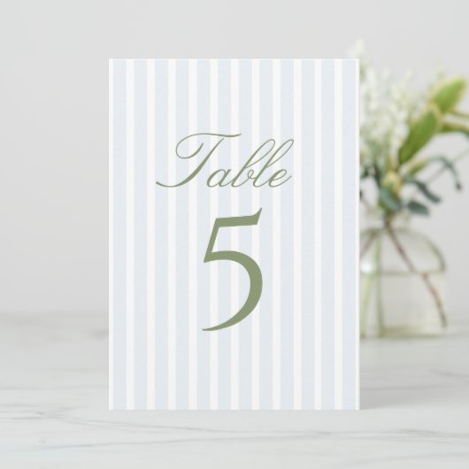 Elegant Blue Stripes Wedding Table Number 招待状 (スタンド正面)