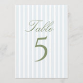 Elegant Blue Stripes Wedding Table Number 招待状 (正面)