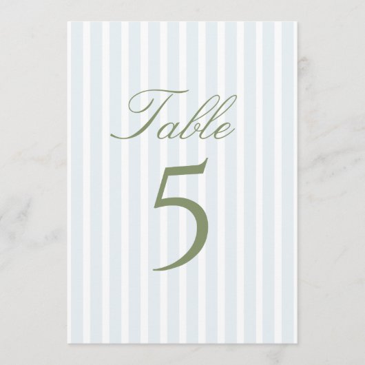 Elegant Blue Stripes Wedding Table Number 招待状 (正面)