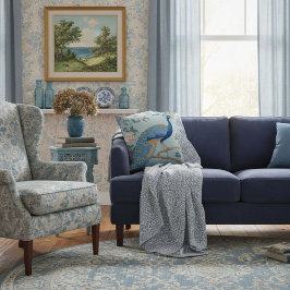 Elegant blue stylish retro pattern for her クッション