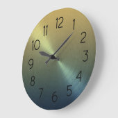 Elegant Blue to Gold Ombre Gradient ラージ壁時計 (傾斜)