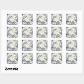 Elegant Blue Toile Bird Floral Pattern スクエアシール (シート)