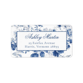 Elegant Blue Toile Chinoiserie Address Labels ラベル