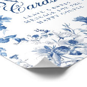 Elegant Blue Toile Chinoiserie Advice Cards Sign ポスター (角)