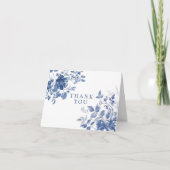 Elegant Blue Toile Chinoiserie Bridal Shower サンキューカード (正面)