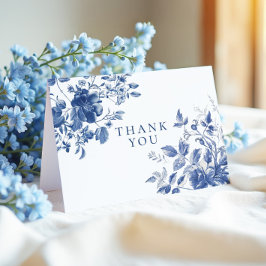 Elegant Blue Toile Chinoiserie Bridal Shower サンキューカード